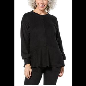 Comfort Code Women's Fleece Flutter-Hem Pullover Black - Regular